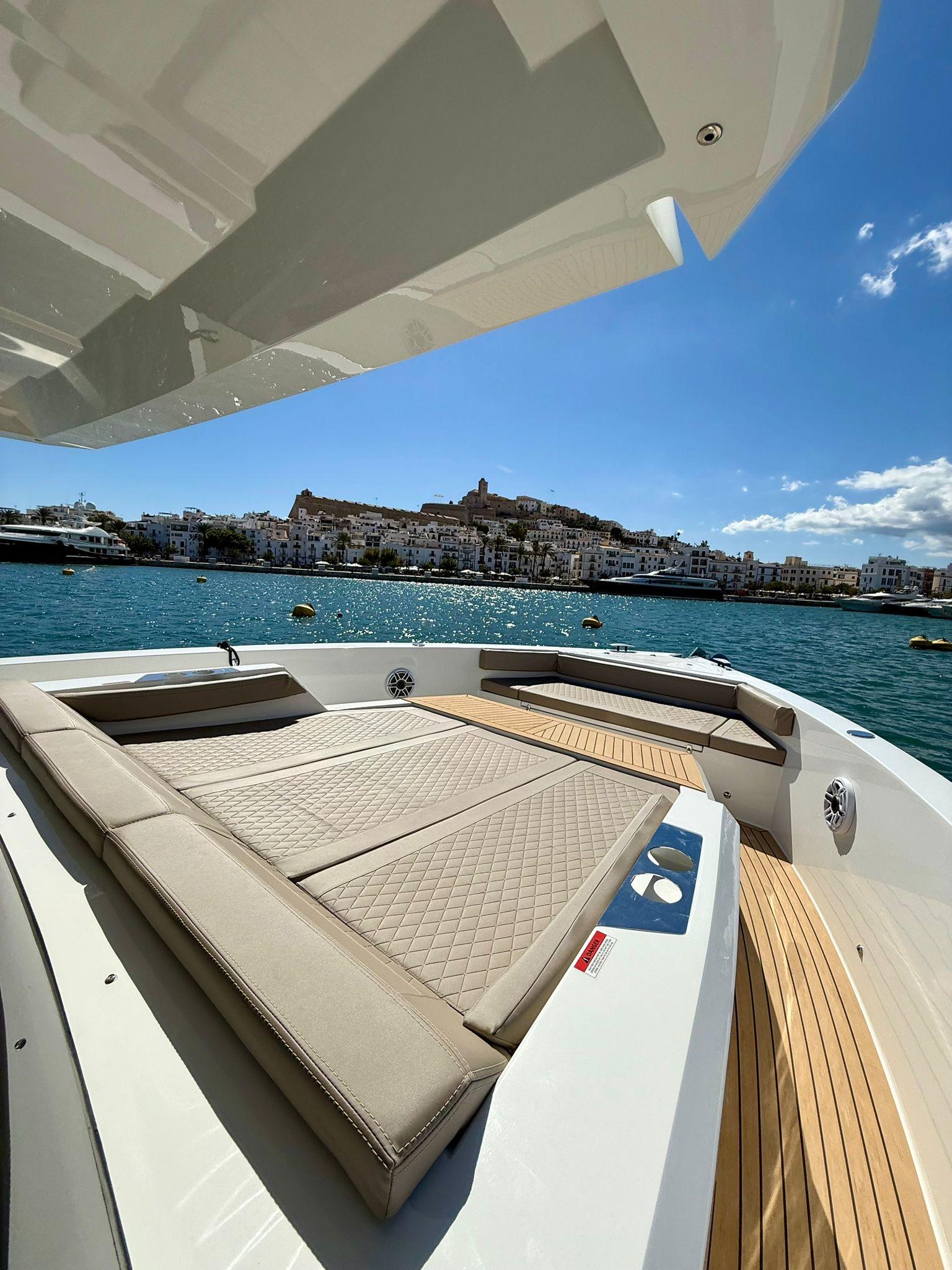 Private yacht lounge with Ibiza old town sea views